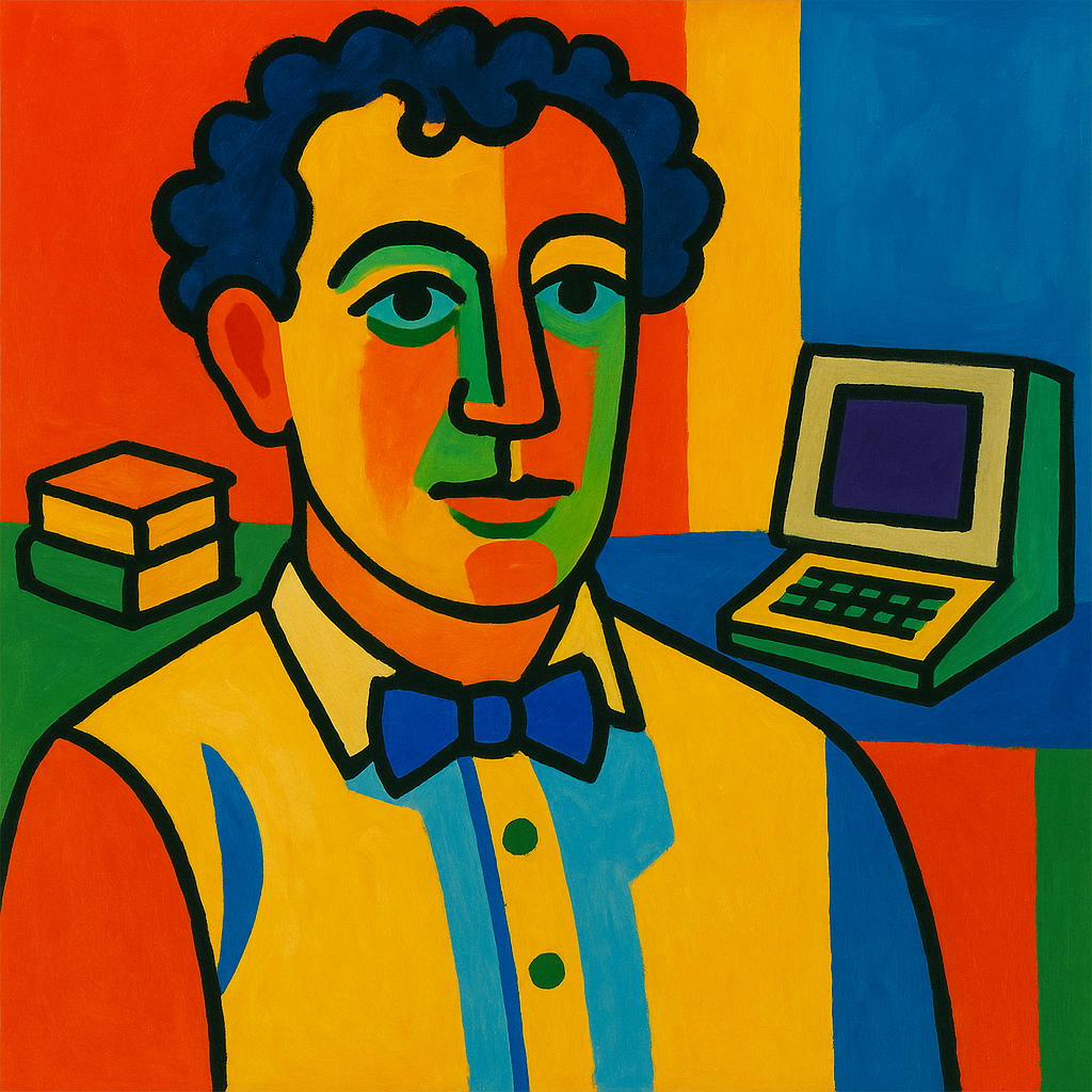 Fauvist portrait in the style of Henri Matisse with bold, flat colors